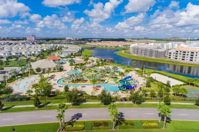 an aerial view of the water park at the resort at Modern Storey Lake Resort Disney Orlando 3171-206 in Kissimmee