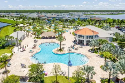 an aerial view of the pool at the resort at Modern Storey Lake Resort Disney Orlando 3161-107 in Kissimmee