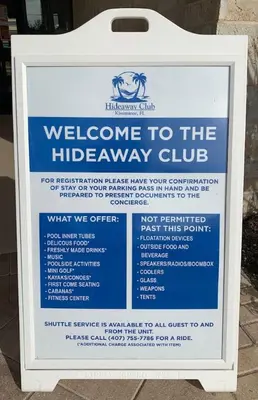 a sign for the welcome to the hibney club at Brand New Lakeview Storey Lake Resort Disney 3121-103 in Kissimmee