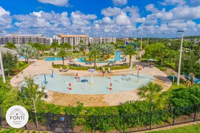 an aerial view of a water park at a resort at Modern Storey Lake Resort Disney Orlando 3171-304 in Kissimmee