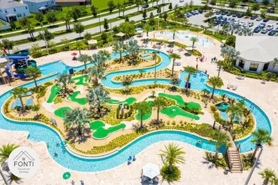 an aerial view of a water park at a resort at Modern Storey Lake Resort Disney Orlando 3161-402 in Kissimmee