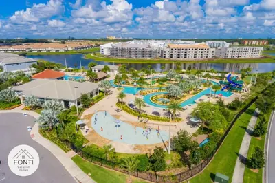an aerial view of the pool at the resort at Modern Storey Lake Resort Disney Orlando 3171-301 in Kissimmee