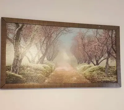 a painting of a path in a forest with trees at Ava Lea's Falls in Orlando