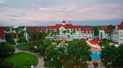 an aerial view of a resort with a large building at Disney's Grand Floridian Resort And Spa in Orlando