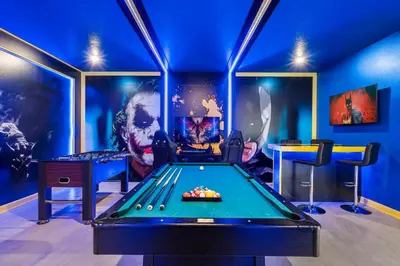 a billiard room with a pool table in it at 2912 Storey Lake new game room 24 guests poolspa in Kissimmee