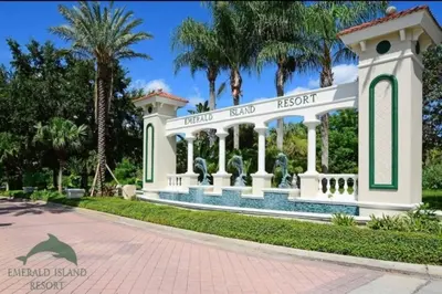 a pavilion at the front of a park at Scenic 3BR Family Retreat, Pool, Gym, 3mi to Disney in Kissimmee