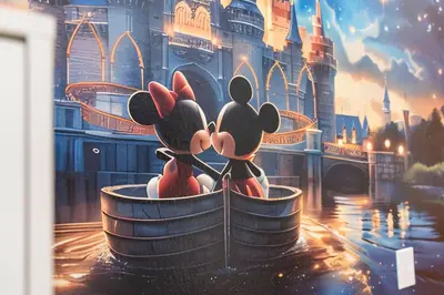 a painting of two mickeys sitting on top of a castle at BRAND Themed Luxury 5Bedrooms At Paradiso Grande in Orlando