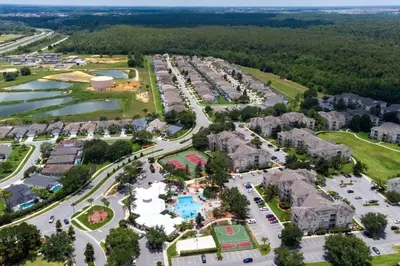 an aerial view of a resort with a pool at Four Bed Pool/Spa Home-Windsor Palms Resort in Kissimmee