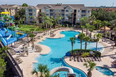 an aerial view of the pool at the resort at Windsor Hills Resort Pool Villa Near Disney in Orlando