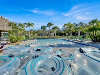 a row of inflatables in a swimming pool at Sierra Sky in Kissimmee