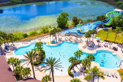 an overhead view of a large pool at a resort at La Dolce Vita Gated resort in Orlando