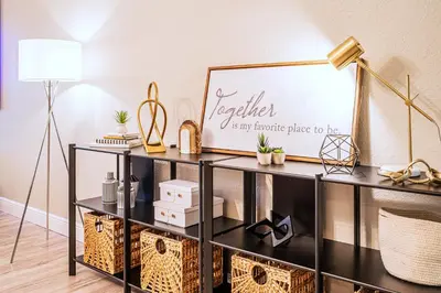 a room with a black shelf with a chalkboard at NEW Spectacular Home Windsor Hills in Orlando