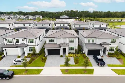 an aerial view of a row of houses at Kids Dream Vac Home Harry Potter Mickey Rooms in Orlando