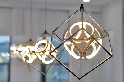 a pair of lights hanging from a ceiling at Epic Orlando Mansion-Pool-Game Room-Theater-2 in Orlando