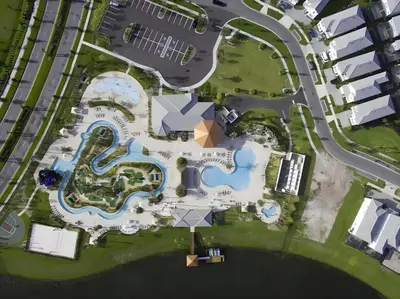 an overhead view of a pool at a resort at Beautiful 5bed home with Free Resort Access 4817 in Kissimmee
