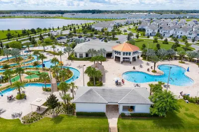 an aerial view of the water park at the resort at Home 4Bed in Storey Lake with Private Pool in Kissimmee