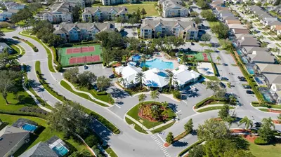 an aerial view of the pool at a resort at 2306 SP - Disney Paradise 2BR Villa, Near Magic & More in Kissimmee