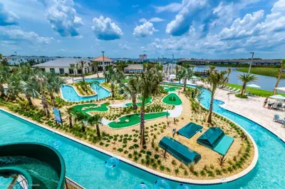 an aerial view of the pool at the resort at Orlando Villa 6243: The Best Orlando Getaway at Storey Lake in Kissimmee