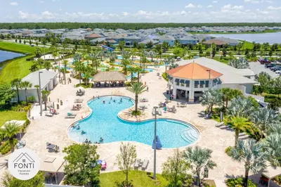 an aerial view of the pool at the resort at 3141-104 Resort Lake View Disney Universal Orlando in Kissimmee