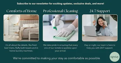 a collage of pictures of a home cleaning brochure at Upstay - Games & Private Pool Family Home in Orlando