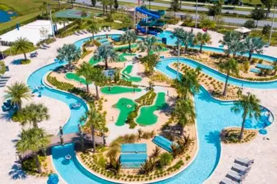 an aerial view of a water park at a resort at Storey Lake Resort 5BD Private Pool Close to Disne in Kissimmee