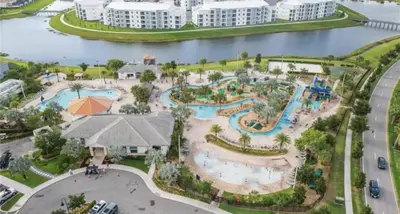 an aerial view of a water park at the resort at Magical Mansion - 15 Min to Disney - Storey Lake in Kissimmee