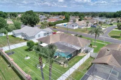 an overhead view of a house in a residential neighborhood at Beautiful Indian Ridge Home - Close to Disney in Orlando