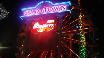 a carnival ride with a neon sign on it at Stunning Regal Oaks 4BR w/ Pool, Spa & Near Disney in Orlando