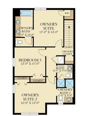 a floor plan of a house at Lovely Themed Room with Private Pool in Kissimmee