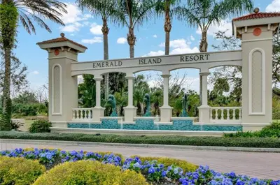 a gazebo in a park with trees and flowers at Ultimate family resort home with incredible sunset views, 4 miles from Disney! in Kissimmee