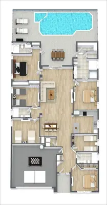 a floor plan of a house with a pool at Spacious Disney Retreat with pool & parking in Kissimmee