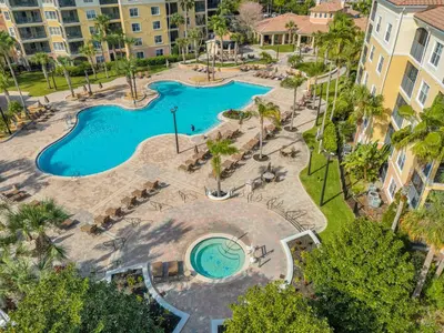 an overhead view of a pool at a resort at 3 Bedroom Spacious Condo at WorldQuest near Disney- 22749 in Orlando