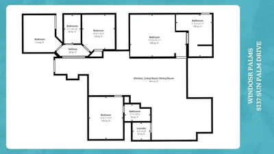 a black and white floor plan of a house at Windsor Palms Resort 4 Bedroom with Game Room 0878 in Kissimmee