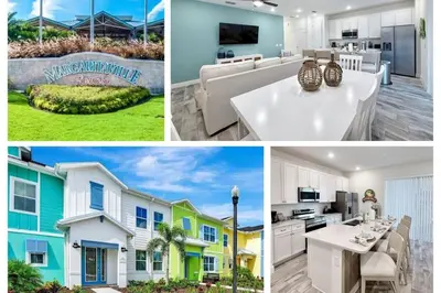 a collage of four pictures of a house at Just Lauched - Luxury & Cozy 3BR near Disney-Margaritaville in Orlando