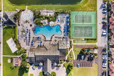 an aerial view of a resort with a pool at Wonderful 4 bed Family Home with Private Pool in Kissimmee