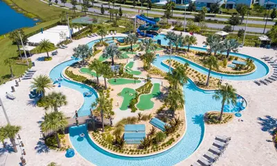 an aerial view of the water park at the resort at Wonderful 4Bd with Pool at Storey Lake Resort 4819 in Kissimmee