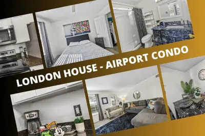 a collage of photos of a living room at NEW London House Orlando Airport Private Condo in Orlando