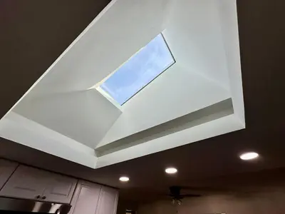 a skylight in a coffered ceiling with a window at Orlando Luxe Retreat with Private Pool in Orlando