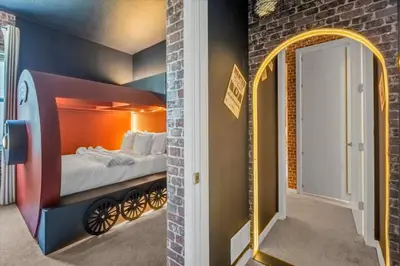 a room with a bunk bed with a mirror at Beautiful and cozy at Veranda Palms in Kissimmee