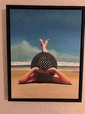a painting of a woman in a bikini on the beach at City and Stadium Sanctuary Vibes in Orlando