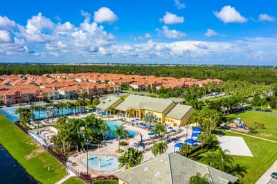 an aerial view of a resort with a pool at Special Offer Stunning TownHome With Private Pool close to Disney 8960PP in Kissimmee