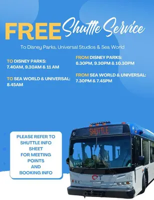 a flyer for a free shuttle shuttle bus at Disney 1st floorEpicShuttle in Orlando