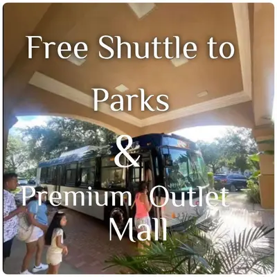 a tree shuttle to parks and permium outside mall at Disney 1st floorEpicShuttle in Orlando
