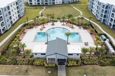 an aerial view of a pool at a resort at Gorgeous 2Bd Close to Disney at Storey Lake Resort in Kissimmee