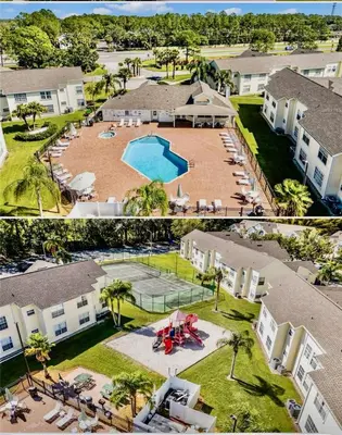 an aerial view of a house with a swimming pool at Disney Superior 3BR Condo Near Theme Parks in Kissimmee