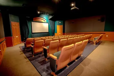 an empty lecture hall with chairs and a screen at Windsor Palms Mickey Themed Condo, Pool, By Disney in Kissimmee