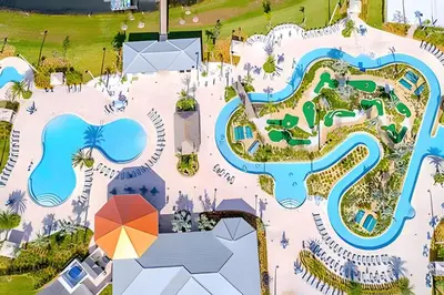 an aerial view of the water park at the resort at Luxurious Home w/ Pool Near Disney in Kissimmee
