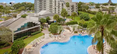 an overhead view of a pool at a resort at NEW Amazing 2 Bedrooms Nex to Universal in Orlando