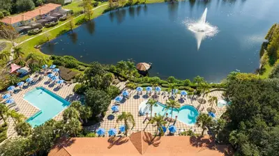 an overhead view of a pool at a resort at Gorgeous 4Bd w Pool at Encantada Resort 8523 in Kissimmee