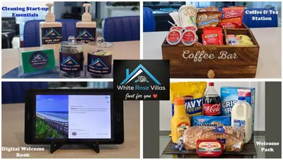 a collage of pictures of food and drinks and a computer at Sunny Getaway with Private Pool, Spa & Fenced Yard in Kissimmee